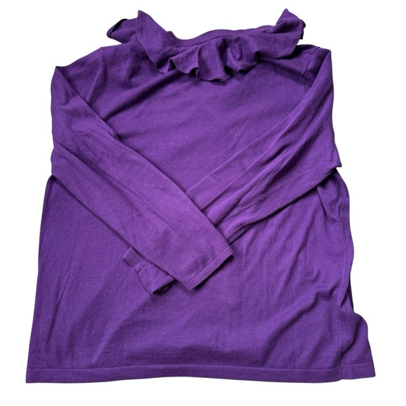 Ralph Lauren Purple Cardigan Sweater 2XL Ruffle Neck - Picture 4 of 4